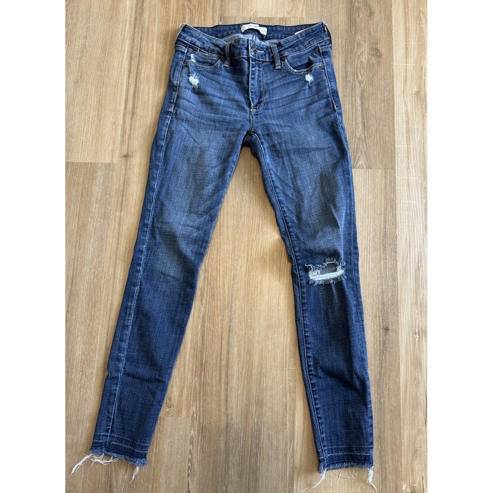 Abercrombie & Fitch Womens Jeans Skinny‎ Distressed Destroyed Raw Hem Fray 24 00